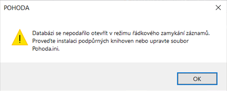 Chybová hláška v Pohodě