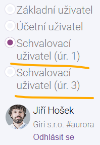 slucovani_roli_schvalovatele_360 Více úrovní schvalování pod jedním uživatelským účtem